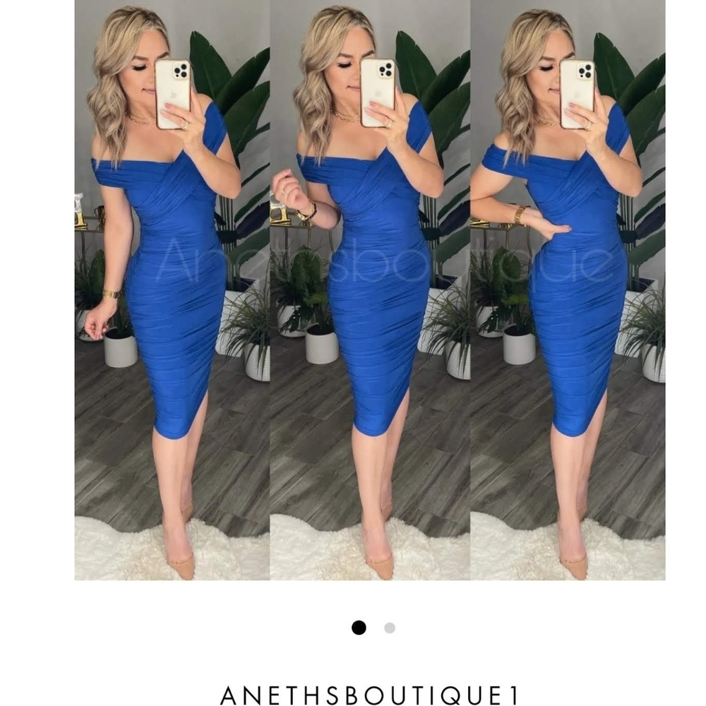 Blue Off-Shoulder Dress